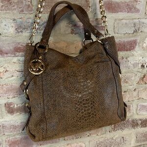 Michael kors brown hobo leather bag